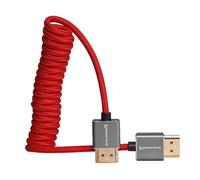 KONDOR BLUE 4K HDMI to HDMI Thin Short Coiled Braided Cable for On-Camera Monitors, Capture Cards + More | 4K/60hz | 18Gbps 3D HDR MetaData | 12" ~ 24" Inch | Red