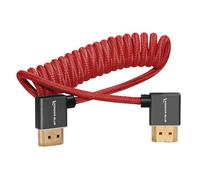 KONDOR BLUE 4K Right Angle HDMI to HDMI Thin Short Coiled Braided Cable for On-Camera Monitors, Capture Cards + More | 4K/60hz | 18Gbps 3D HDR MetaData | 12" ~ 24" Inch | Red