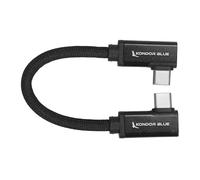 KONDOR BLUE | 6" Dual Right Angle USB-C Braided Cable for 8K Data and Power Delivery | Features 3.2, 20Gb/s 100W, 8K Video Data Transfer & Fast Charging Capability | Black