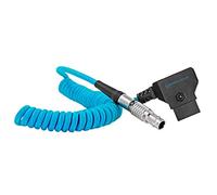 KONDOR BLUE | Coiled D-Tap to 2-Pin LEMO 0B Male Power Cable | 16-36 Inch, Nylon Braided, Right-Angle D-Tap, for Blackmagic Pyxis 6K, SmallHD, Teradek, Z CAM | Blue