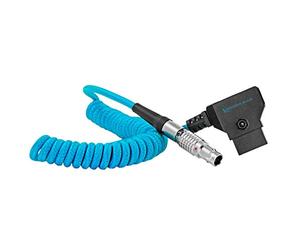 KONDOR BLUE | Coiled D-Tap to 2-Pin LEMO 0B Male Power Cable | 16-36 Inch, Nylon Braided, Right-Angle D-Tap, for Blackmagic Pyxis 6K, SmallHD, Teradek, Z CAM | Blue