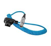 KONDOR BLUE | Coiled D-Tap to Female LEMO 4 Pin Power Cable | Compatible with Canon C200, C300 MKII, Gold Mount, & V-Mount Batteries | Blue