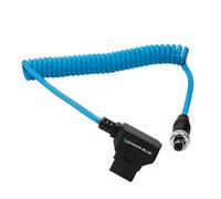 KONDOR BLUE | Coiled D-Tap to Locking DC 2.1mm Cable | 16"-32" Power Monitor, Lights, Accessories, & More | Blue
