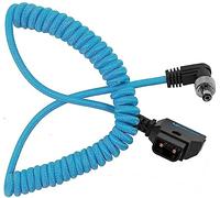 KONDOR BLUE | Coiled D-Tap to Locking DC 2.5mm Right Angle Cable | 16-32" Cable, Right-Angle Locking Connector, Ultra-Durable, & Nylon Braided with Reinforced Connectors | Blue