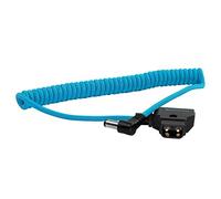 KONDOR BLUE D-Tap to DC 5.5x2.5mm Right Angle Coiled Cable for LCD Monitor LED Light DSLR Feelworld Blackmagic Feelworld Small HD V-Mount Anton Bauer Gold Mount Battery Power Rig aka P-Tap