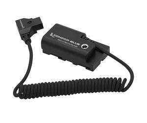 KONDOR BLUE | D-Tap to NPF Coiled Dummy Battery Cable for Sony L-Series | 16"-36" Coiled Cable Connect D-Tap Sources to Your Device | Raven Black