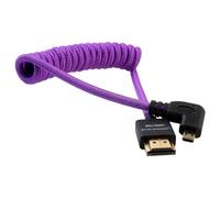 Kondor Blue Gerald Undone Full HDMI to Right Angle Micro HDMI Cable 24Inch Coiled Purple - Right