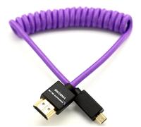 Kondor Blue Mini HDMI to Full HDMI Cable – Gerald Undone – 12" Coiled Nylon Braided, 4K60Hz, Purple