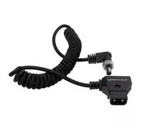 KONDOR BLUE | Coiled D-Tap to Locking DC 2.5mm Right Angle Cable | 16-32" Length, Right-Angle Locking Connector, Ultra-Durable: Nylon Braided with Reinforced Connectors | Black