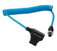 KONDOR BLUE | Coiled D-Tap to Locking DC 2.1mm Cable | 16"-32" Power Monitor, Lights, Accessories, & More | Blue