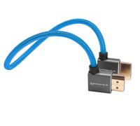 KONDOR BLUE | 12” Right Angle to Left Angle Full HDMI Straight Cable | 4K 3D Capabilities, 60Hz, HDMI 2.0, 18Gbps, HDR MetaData, & Ultra-Durable: Nylon Braided with Reinforced Connectors | Blue