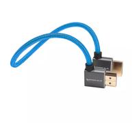 KONDOR BLUE | 12” Right Angle to Left Angle Full HDMI Straight Cable | 4K 3D Capabilities, 60Hz, HDMI 2.0, 18Gbps, HDR MetaData, & Ultra-Durable: Nylon Braided with Reinforced Connectors | Blue