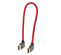 KONDOR BLUE | 12” Right Angle to Left Angle Full HDMI Straight Cable | 4K 3D Capabilities, 60Hz, HDMI 2.0, 18Gbps, HDR MetaData, & Ultra-Durable: Nylon Braided with Reinforced Connectors | Red