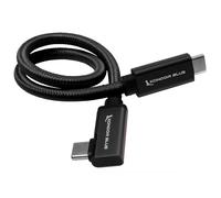 KONDOR BLUE Straight USB C 3.1 GEN 2 10 Gb/s 100W | Right Angle Braided Cable for 8K Data and Power Delivery (Black, 12")