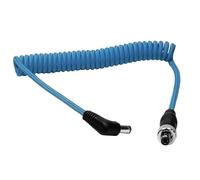 Kondor Blue Locking DC 2.1mm to Right Angle DC Male to Male Coiled Cable