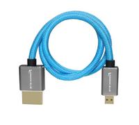 KONDOR BLUE | Micro HDMI to Full HDMI 16" Straight Cable Braided | 4K 60Hz, 18Gbps, HDR, 3D Video & Nylon Braided with Reinforced Connectors | Blue