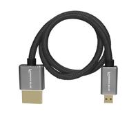 KONDOR BLUE | Micro HDMI to Full HDMI 16" Straight Cable Braided | 4K 60Hz, 18Gbps, HDR, 3D Video & Nylon Braided with Reinforced Connectors | Black