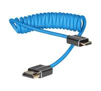 Kondor Blue Coiled Mini HDMI to Full HDMI Cable 12-24in Braided 4K 18Gbps Blue