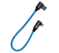 KONDOR BLUE | USB-A to USB-C 3.0 Right Angle High Speed Data and Charging Cable 3A 60W 5G | 1FT Ultra-Durable, & Nylon Braided with Reinforced Metal Connectors | Blue