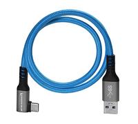KONDOR BLUE | USB-A to USB-C 3.0 Right Angle High Speed Data and Charging Cable 3A 60W 5G | 2FT Ultra-Durable, & Nylon Braided with Reinforced Metal Connectors | Blue