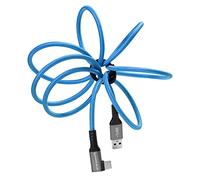 KONDOR BLUE | USB-A to USB-C 3.0 Right Angle High Speed Data and Charging Cable 3A 60W 5G | 5FT Ultra-Durable, & Nylon Braided with Reinforced Metal Connectors | Blue