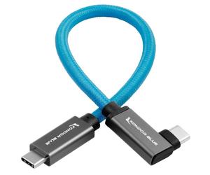 Kondor Blue USB C to USB C High Speed Cable for Samsung T5 T7 SSD - Right Angle