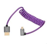 KONDOR BLUE x Gerald Undone | Micro HDMI to HDMI Cable 12"-24" Braided Coiled (Right Angle) | 4K 60Hz, 18Gbps, HDR, 3D Video & Nylon Braided with Reinforced connectors | Purple