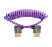 KONDOR BLUE x Gerald Undone| Right Angle Full HDMI 2.0 Coiled Cable 12"-24" Braided | Type A Male to Male, 3D, 4K 60Hz, 18Gbps, HDR | for On-Camera Monitors & Recorders + More | Purple