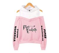 KONDZ Piper Rockelle Merch Hoodies Women Autumn Winter Casual Long Sleeve Off-Shoulder Hooded Sweatshirts Sudadera De Mujer