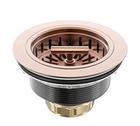 KONE Copper Sink Drain 3.5 Inch Kitchen Sink Drain Assembly Stainless Steel Sink Strainer Sink Stopper Antique Copper Basket Strainer for 3-1/2 Inch Commercial Kitchen Sink