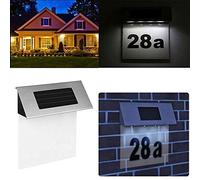 Konesky 4 LED Stainless Steel Solar Doorplate Number Light Lamp, Letters Sign Lighting Cool White (6000K) for House Door Numbers Sign