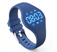 Konewos Kids Led Fitness Tracker Watch for Boys Girls, No App, Digital Sport Wristwatch, Waterproof, with Pedometer Alarm Clock, for Teens Children Students Ages 5-16 (deep Blue)