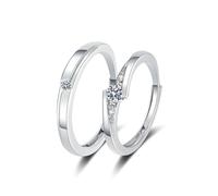 KONFEN 2PCS Cubic Zirconia Couple Rings Set, Adjustable Open Couple Band Eternity Alloy Rings, Bridal Jewellery Promise/Classic/Destiny/Forever Love/Letter/Love Shape Ring