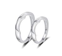 KONFEN 2PCS Cubic Zirconia Couple Rings Set, Adjustable Open Couple Band Eternity Alloy Rings, Bridal Jewellery Promise/Classic/Destiny/Forever Love/Letter/Love Shape Ring
