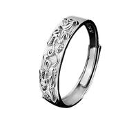 KONFEN Adjustable Carved Rings for Men, Vintage Hip Pop Open Rings, Gothic Punk Classic Vintage Kitten, Owl, Devil's Eye, Good Luck Mens Jewellery, Silver, Alloy