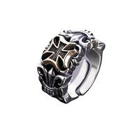 KONFEN Adjustable Rings for Men Women - Silver Cross, Vintage Hip Pop Chunky Fidget Ring - Toe, Thumb, Open, Single - Gift for Boys, Jewellery Gifts