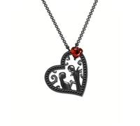KONFEN Couple Matching Necklaces, Stainless Steel Skeleton Couple Pendant, Punk Retro Gothic Heart Ghost Couple Holding Hands Necklace with Adjustable Pendant Chain for Lovers Sister Gifts