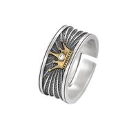 KONFEN Crown Rings Men, Adjustable Carved Rings for Men Viking Ring, Vintage Hip Pop Open Rings Thumb Ring Gothic Punk Classic Unique Texture Mens Jewellery, Silver