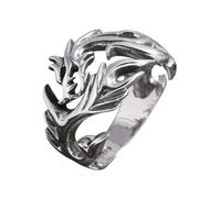 KONFEN Dragon Rings Men, Adjustable Carved Viking Rings for Men Hypoallergenic Material, Vintage Hip Pop Open Rings Thumb Ring Gothic Punk Classic Unique Texture Mens Jewellery, Silver
