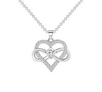 KONFEN Pendant Necklaces for Women, Rhinestone Necklace Love Heart Infinity Pendant, Forever Eternity Necklace Ladies Y Necklace Gift for Girls Wife Girlfriend Birthday Christmas (Silver/Rose Gold)
