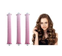 KONFEN Satin Heatless Hair Curler, 3 Pack Heat-free Velvet Curlers Headband for Most Hairs Types, Casual Bedtime DIY Styling Hair Curlers for Zero Heat Bun Bons(Pink)