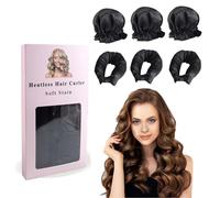 KONFEN Satin Heatless Hair Curler, 3 Pack Heat-free Velvet Curlers Headband for Most Hairs Types, Casual Bedtime DIY Styling Hair Curlers for Zero Heat Bun Bons(Black)