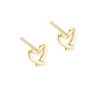 KONFEN Women's Earrings Openwork Love Heart, Sterling Silver Heart Earrings Studs Classic Jewellery Adjustable Stud Ladies Girls Party Birthday Gift, Gold