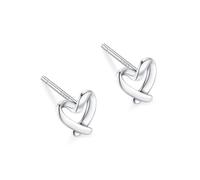 KONFEN Women's Earrings Openwork Love Heart, Sterling Silver Heart Earrings Studs Classic Jewellery Adjustable Stud Ladies Girls Party Birthday Gift, Silver