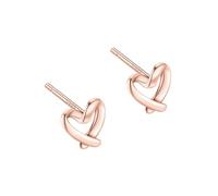 KONFEN Women's Earrings Openwork Love Heart, Sterling Silver Heart Earrings Studs Classic Jewellery Adjustable Stud Ladies Girls Party Birthday Gift, Rose Gold