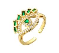 KONFEN Women's High-Grade Emeralds Adjustable Open Rings, Snake Ring Zircon Ring, Wedding Party Shining Classic Elegant and Vintage for Ladies, Green, Steel