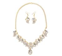 KONFEN Women's Jewellery Sets, Jewellery Sparkly Cubic Branch Adjustable Chain Necklace Leaf Shape Earring Jewelry Sets for Women, Birthday Weddings Gifts Costume Accessories 2 PCS, White