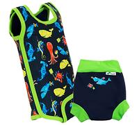 Konfidence Baby Swim Set - Babywarma & Splashy™ Nappy Cover (Navy Sea Friends, BWR22-12-18, ESN20-09)