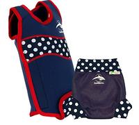 Konfidence Baby Swim Set - Babywarma & Splashy™ Swim Nappy Cover (Navy Polka Dot, BWRB07-24, ESN143-18)