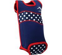 Konfidence Babywarma - Lay Flat Wrap Around 2mm Thick Neoprene Baby Swimming Swimsuit 50+ UV Protection (Navy Polka Dot, 6-12 Months)